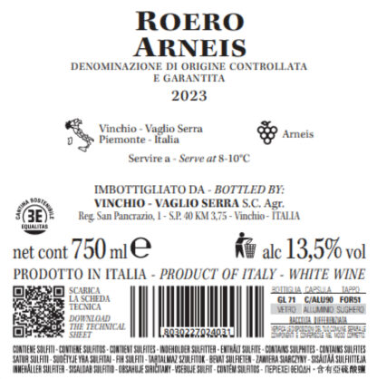 Vinchio Vaglio Fruste Roero Arneis DOCG 2023' 75cl 13,5% vol. - Image 2