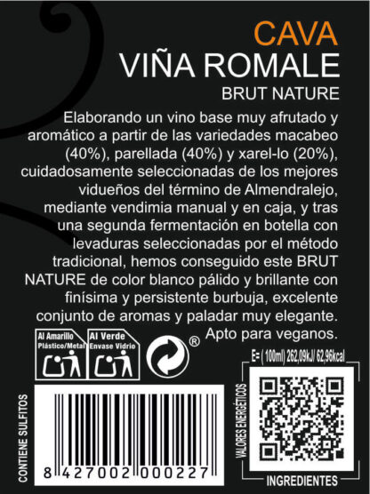 Bodegas Romale Cava DO Vina Romale brut nature 75 cl 12% vol - Image 3