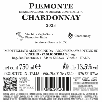 Vinchio Vaglio Chardonnay Le Masche Piemonte DOC  2024' 75cl 13,5% vol - Image 2