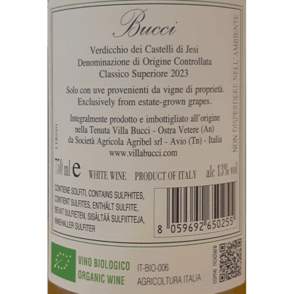 Bucci Verdicchio dei Castelli di Jesi DOC Classico Superiore BIO 2023' 75cL 13%vol - Image 2